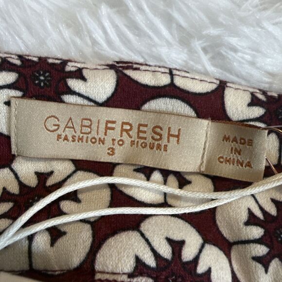 Gabi Fresh Giselle Floral Print Flare Bell Bottom Pants Womens 3X Burgundy Ivory - Picture 11 of 14